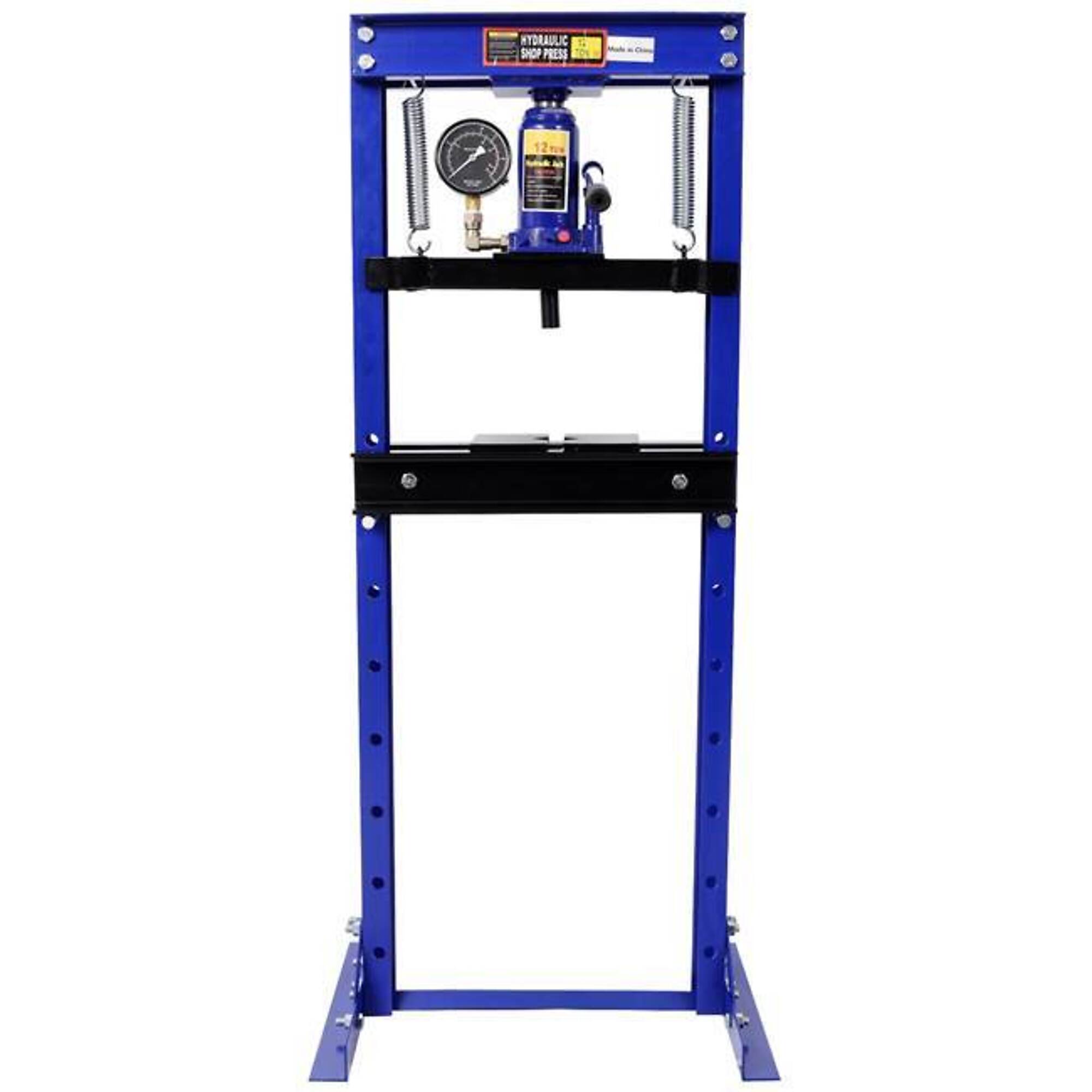 12 Ton Bottle Jack Shop Press with Gauge, Blue, BAC-W465P358640